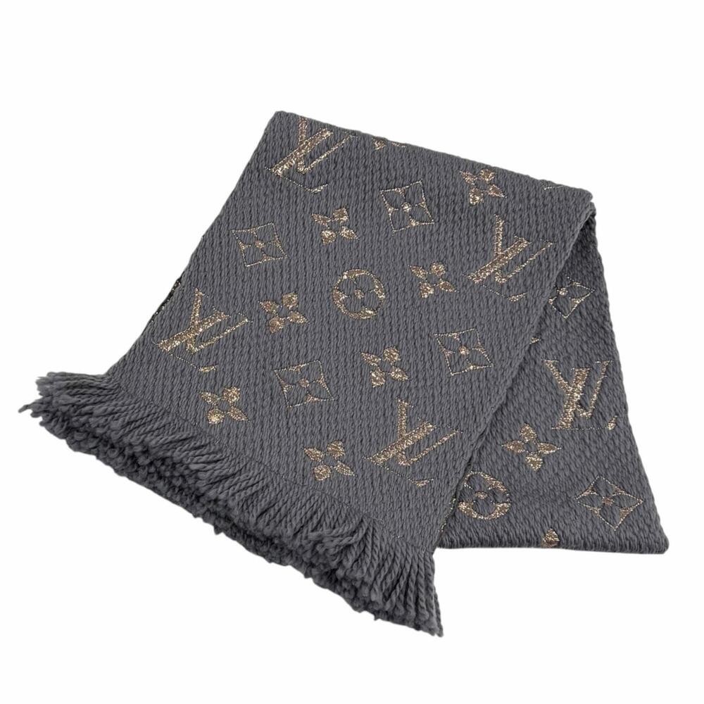 LOUIS VUITTON M70467 Echarpe Logomania Shine Wool Silk Blend Gristol Scarf, M...